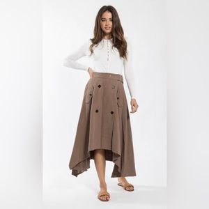 MONN LINEN TRENCH SKIRT in Mocha